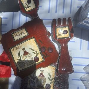 Red Olive and Vino Themed Ceramic Serving Set